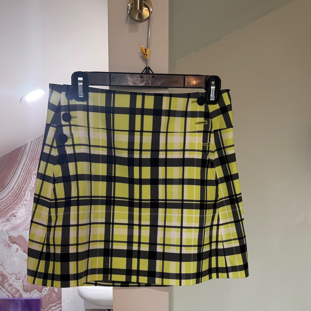 Alice + Olivia Yellow and Black Plaid Mini Skirt